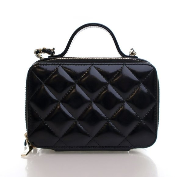 Chanel Small Black Glazed Calfskin Top Handle Vanity Case - Picture 11 of 14